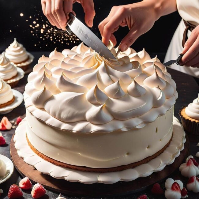 Bezowy tort krojenie na różne okazje