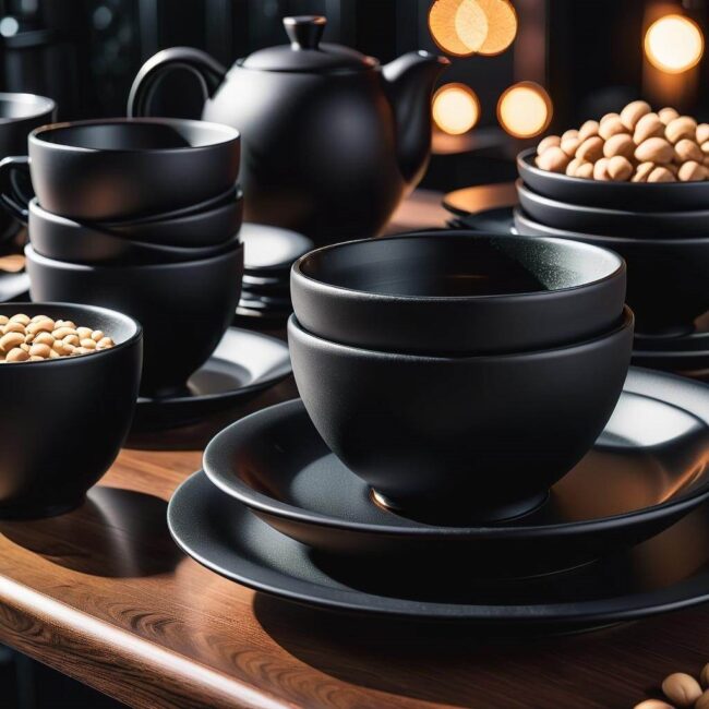 Czarna porcelana na stół