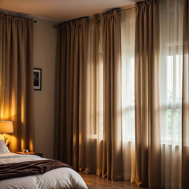 Zasłony z funkcją regulacji światła do małej sypialni